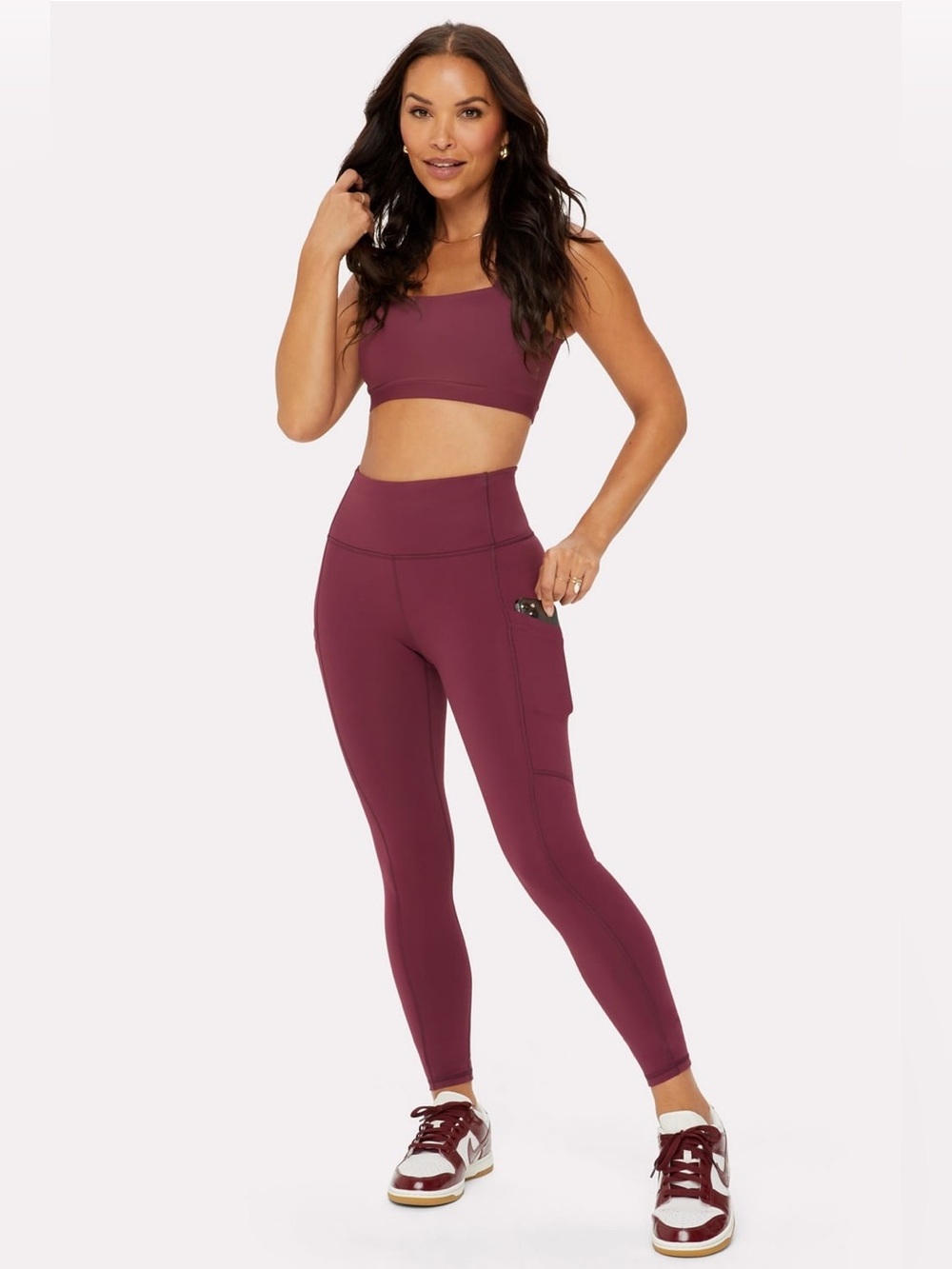 Fabletics  High Waist Sculptered  Yoga Leggings Maroon Women’s Sz M NWT